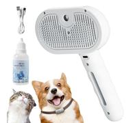 Pet Grooming Brush, Steam Brush for Dogs, Pet Spray Hair Removal Comb, Grooming Vapor Comb (White)