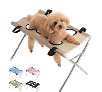 Pet Grooming Hammock, Pet Bathing Hammock & Washing Holder for Small Dogs Cats, Portable Dog Shower Sling Stand with Foldable Frame for Nail Trimming, Ear Cleaning & Daily Care (Khaki,60*30*40cm)