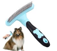 Pet Grooming Rake | Double Row Pins | Wide Dematting Rake, Anti-Slip Handle Brush Undercoat Rake Comb Dog Grooming Brush Cat Grooming Rake Shedding Reduction Brush Dematting Brush for Pets