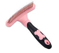 Pet Grooming Rake | Double Row Pins | Wide Dematting Rake, Anti-slip Handle Brush Undercoat Rake Comb Dog Grooming Brush Cat Grooming Rake Shedding Reduction Brush Dematting Brush for Pets