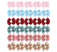 Pet Hair Bows Grooming Bows Lovely Bowknot with Rubber Bands for Dogs Cats Small Animals Polyester Colorful 30Pcs