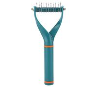 Pet Hair Management Rake | Y Shaped Double Sided Comb for Dogs & Cats | Dematting Tool for Thick/Double Coats | Stainless Steel, Skin Safe (Dark Green)