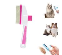 Pet Hair Removal Comb Flea Comb,Cat Grooming Brush with Release Button,One-Click Self-Cleaning,for Massaging and Cleaning Shedding Pets Hairs,Pet Grooming Supplies for Cats & Dogs (Pink 1)