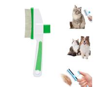 Pet Hair Removal Comb Flea Comb,Cat Grooming Brush with Release Button,One-Click Self-Cleaning,for Massaging and Cleaning Shedding Pets Hairs,Pet Grooming Supplies for Cats & Dogs (Green 1)