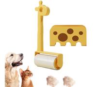 Pet Hair Remover, Extra Sticky Lint Roller Clothes, 14x5.5x25.5cm, Reusable Giraffe Design Shaver Brush, Portable Eraser for Furniture, Carpet, Home Cleaning Tool, Green, Yellow