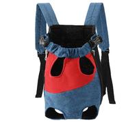 Pet Handle Backpack Cat, Cat Backpack Carrier, Adjustable Backpacks Legs Out Easy-Fit Chest Carrier,for Cats Dogs Travel, Outdoors, Going Out (Red-Blue,Medium)