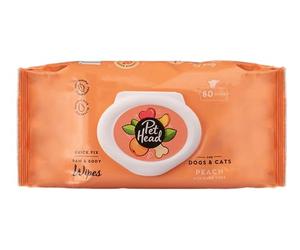 Pet Head Lot de 80 lingettes nettoyantes hygiéniques pour Chien et Chat | Parfum de Pêche avec Aloé Véra | Toilettage Simple et Rapide | Formule Douce pour Chiots et Chatons