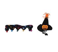 Pet Holiday Pumpkin Hat & Collar Set | Adjustable 8-15.7in for Cats, Small Dogs, Rabbits | Cute Costume for Holiday Party/Christmas/Photo Fun (Skeleton Shaped)