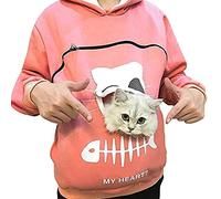 Pet Hoodies Pullover Sweatshirt Oversized Cat Hoodies Pet Holder Cat Dog Pouch Carriers Pet Kangaroo Sweatshirt Black S (Pink X)