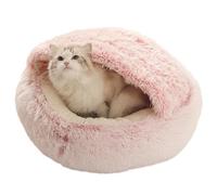 Pet House - Sac de couchage confortable, grotte de lit de chat pour animaux de compagnie | Crystal Velvet chaud Rond rond semi-fermé nid de chat, cave intérieure cave peluche de sommeil profond lit ro