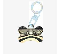 Pet ID Tags Zebra Op Art1 Médaille personnalisée pour chien et chat en acrylique en forme d'os Bleu ciel Taille S