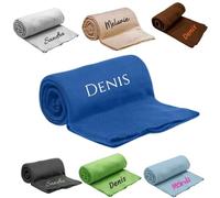 Pet-Jos Couverture personnalisée brodée avec nom ou Texte souhaité, 200 cm x 160 cm, Couverture de canapé Douce et Douillette, Polaire de Haute qualité, Cadeau personnalisé (Bleu)