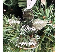 Pet-Jos Décoration de Noël en forme d'ange personnalisée, acrylique, boule Noël, carte cadeau pour la famille