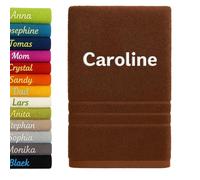 Pet-Jos Serviette de Bain Personnalisée n'importe Quel nom Magnifiquement brodée Serviette en Coton 140x70 cm Brown