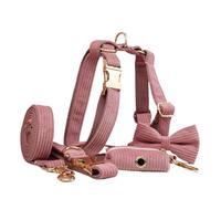 Pet Leash， Ensemble de Laisse et Collier de Harnais for Chien en Velours côtelé, 5 pièces, avec Sacs à excréments,for Pets(5PCS set16,M)