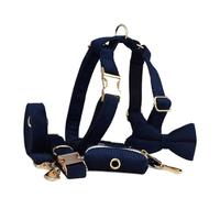 Pet Leash， Ensemble de Laisse et Collier de Harnais for Chien en Velours côtelé, 5 pièces, avec Sacs à excréments,for Pets(5PCS set17,M)