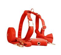 Pet Leash， Ensemble de Laisse et Collier de Harnais for Chien en Velours côtelé, 5 pièces, avec Sacs à excréments,for Pets(5PCS set14,M)