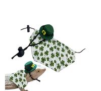 Pet Lizard Clothing Transformation Cloak - Festival irlandais Clover Pattern Cape Hat Set - Petit reptile Dragon Hamster Leopard Gecko Sortir de Cosplay Vêtements de Lézard et Chapeaux