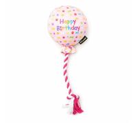 Pet London Ballon Rose d'Anniversaire pour Chien - Célébrez Le Joyeux Anniversaire - Peluche Colorée à Motif Confettis Arc-en-Ciel, Cadeau de Fête Parfait pour Chiot
