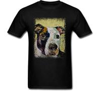 Pet Lover T-Shirt Men American Pit Bull Terrier T Shirt Vintage Painting Print Tops Cotton Tees Fitness Summer Blacktreetwear Manches Courtes(Large)