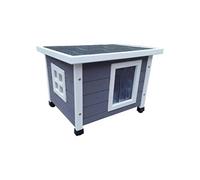 @Pet Maison d'extérieur pour chats 57x45x43 cm Bois Gris et blanc, maison pour chats, chenil pour chats,, maisons pour chats 443050