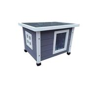 @Pet Maison d'extérieur pour chats XL 68,5x54x51,5 cm Bois Gris/blanc, maison pour chats, chenil pour chats,, maisons pour chats