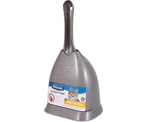 Pet Mate Scoop N' Hide Cat Litter Scoop with Discreet Litter Scoop Holder, Brushed Nickel