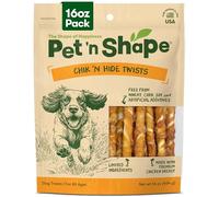 Pet 'n Shape Chicken Hide Twists - All Natural Dog Treats, Poulet, Small, 1 LB