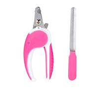Pet Nail Clippers & File Set | Dependable Stainless Steel Grooming Tool for Dogs & Cats | Ergonomic Secure Handle, Safe Quick Trim (Rose Red)