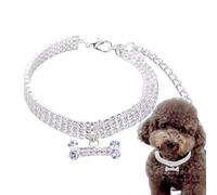 Pet Necklace, Decorative Dog Collar, Crystal Bone Charm Accessory, Adjustable Fashion Jewelry, Glittering Rhinestone Strap, Elegant Pet Outfit Enhancement | for Small Dogs Cats Puppies Birthday