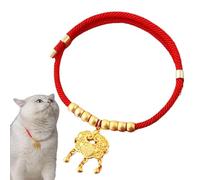Pet New Year Collar | Pet Collar Necklace | Pet Charm Necklace | Small Dog Necklace | Adjustable Pet Necklace | Happiness Gold Blessing Lock Or Rattle Charm Necklace Adjustable for Small Dog