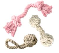 Pet Passion Brady The Rope Lot de 3 Jouets à Tirer en Coton Bio pour Toutes Les Races d'animaux de Compagnie, sel Rose, Taille Unique