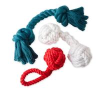 Pet Passion Lot de 3 jouets en coton bio pour chien pour toutes les races d'animaux de compagnie, vacances, taille unique