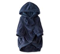 Pet Passion Manteau à Capuche en Velours de Coton Bio pour Chiens de Petite, Moyenne et Grande Taille, Bleu Marine, Taille M