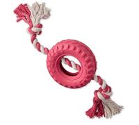 Pet Passion Pneu en caoutchouc naturel et corde en coton bio pour chien à tirer et à mâcher pour toutes les races d'animaux de compagnie, rose, taille unique