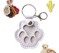 Pet Paw Shaped Leather Keychain, Dog Hair Collector Keychains Charm Memorial Storage Box, Cat Unique Memorial Collection Key Chain, Handmade Keys Holder for Collecting Cats and Dogs Hair(Purple-1PC)