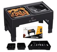 PET POWER Gamelles surélevées pour chien - 4 hauteurs réglables en hauteur - Gamelle d'eau anti-déversement et alimentation lente - Gamelles antidérapantes pour nourriture et eau pour chiens de