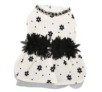 Pet Princess Dress for Small Dogs | Soft Breathable Dog Dress for Daily Use/Parties/Holidays | Floral Dog Clothes for Puppies, Cats, Yorkies | Beige & Black (M)