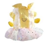 Pet Princess Robe Filla laisse douce Vêtements pour chien d'été respirant fête festive pour petits chiens (Jaune)