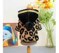 Pet Puppy Cat Clothing Source Factory Direct Sales Lamb Wool Hoodie Wholesale (Imprimé léopard Noir Or Flanelle, XS)