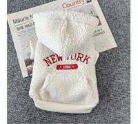 Pet Puppy Cat Clothing Source Factory Direct Sales Lamb Wool Hoodie Wholesale (Lamb Wool New York White - avec cordon de serrage, XS)