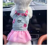 Pet Puppy Cat Clothing Source Factory Direct Sales Spring and Autumn Style Spicy Girl Denim Skirt Collection (Rose Fashion Cowboy Skirt Small)