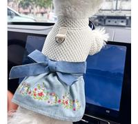 Pet Puppy Cat Clothing Source Factory Direct Sales Spring and Autumn Style Spicy Girl Denim Skirt Collection (Jupe en jean à fleurs, XS)