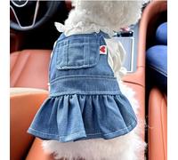 Pet Puppy Cat Clothing Source Factory Direct Sales Spring and Autumn Style Spicy Girl Denim Skirt Collection (Heartbeat Denim Skirt Small)