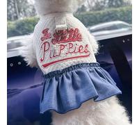 Pet Puppy Cat Clothing Source Factory Direct Sales Spring and Autumn Style Spicy Girl Denim Skirt Collection (Jupe en jean brodée, L)