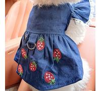 Pet Puppy Cat Clothing Source Factory Direct Sales Spring and Autumn Style Spicy Girl Denim Skirt Collection (Jupe en jean fraise, Taille XS)