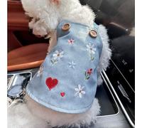 Pet Puppy Cat Clothing Source Factory Direct Sales Spring and Autumn Style Spicy Girl Denim Skirt Collection (Flower Sweetheart Cowboy Skirt X-Small)