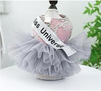 Pet Puppy Cat Clothing Source Factory Spring and Autumn Thin Satin Ribbon Wedding Dress Wholesale (Miss Universe Dress - Rose, Small)