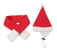 Pet Santa Hat & Scarf Set | Cute Christmas Costume for Dogs Cats Small Pets | Soft Polyester Keeps Pets Warm | Easy on/Off for Birthday/Holiday Dress Up (M)