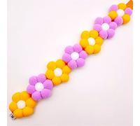 Pet Shiba Inu Corgi Rainbow Flower Collar Cats Dog Hair Ball Collar Adjustable Dog Cats Toy (Yellow Purple XLarge)